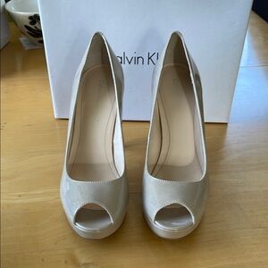 Calvin Klein Cream High Heel Peep Toe Shoes